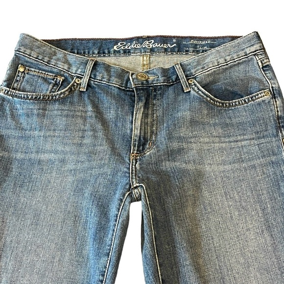 Eddie Bauer Boyfriend Slim Fit Roll Cuff / Crop Jeans. Blue Size 6. #1306 - Picture 4 of 8